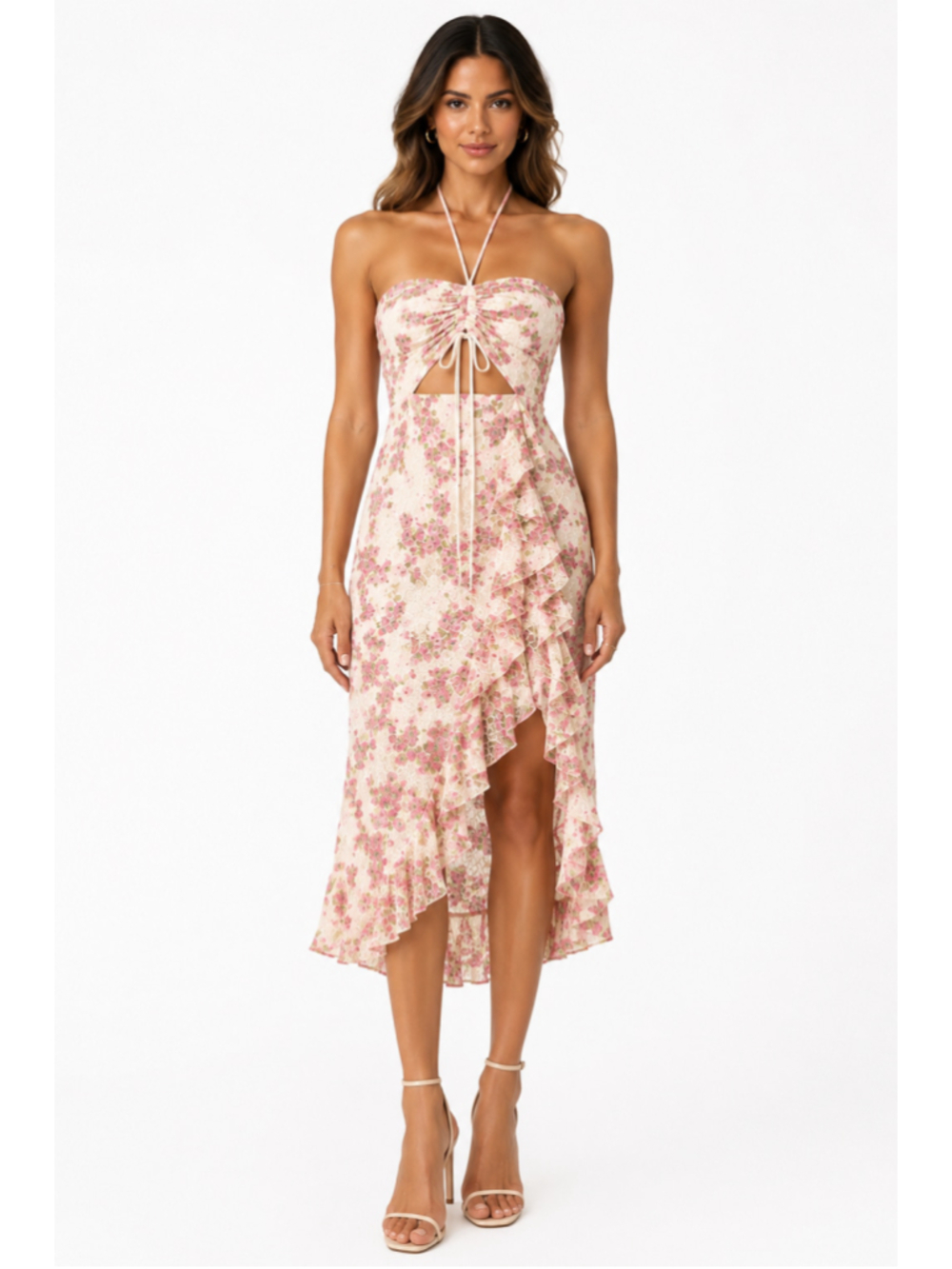 NWT X by NBD Offred Midi Dress – Pink & Ivory – Size S